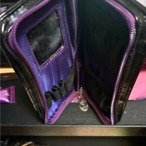 Younique Elegant Black and Purple Women's Makeup Brush Bag